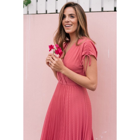 Gal Meets Glam Dresses & Skirts - Gal Meets Glam Angelica Gingham Pleated Midi Dress